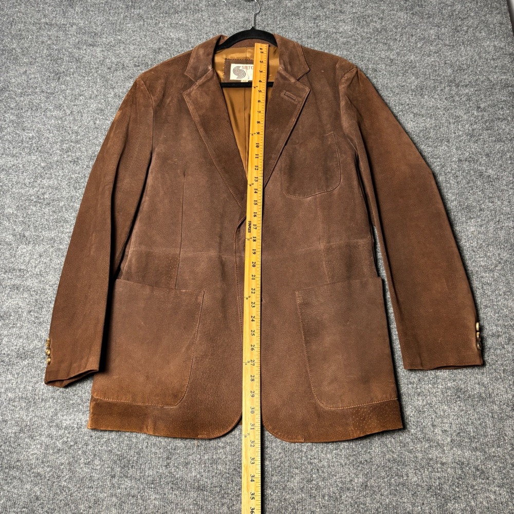 Vintage Silton Mens 40 Brown Suede Leather Western Blazer Jacket Sport Coat - Picture 8 of 16